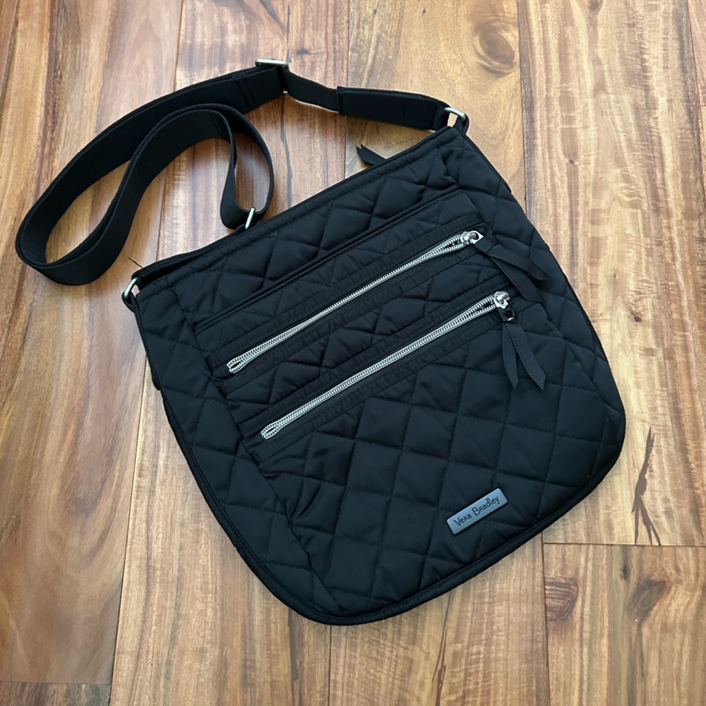 Vera Bradley Performance Twill Triple Zip Hipster Black